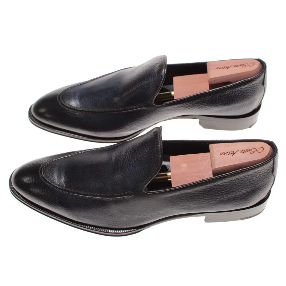 Di Bianco NWB Slip On Loafers Size 11.5 US in Dark Blue Pebbled Leather